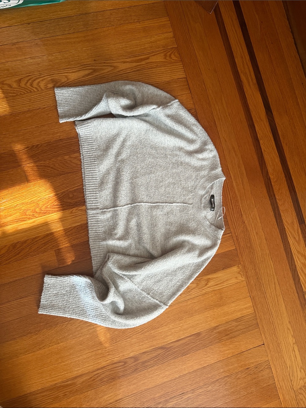 Missguided Silver-Grey Crewneck Ribbed Hem Sweater